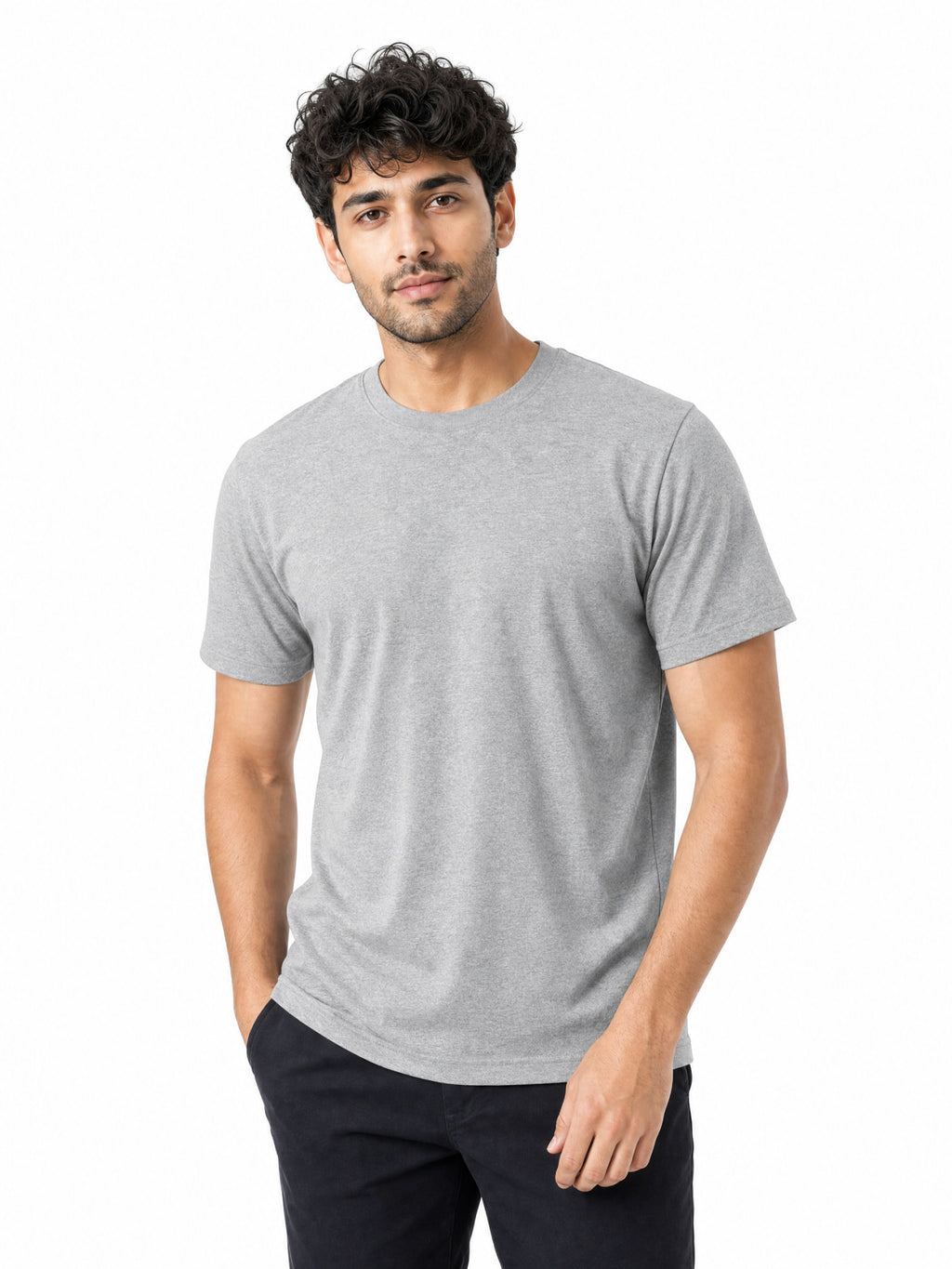 Men's Essential 100% Cotton Round Neck Half Sleeve T-Shirt | 180+ GSM | Bio-Washed