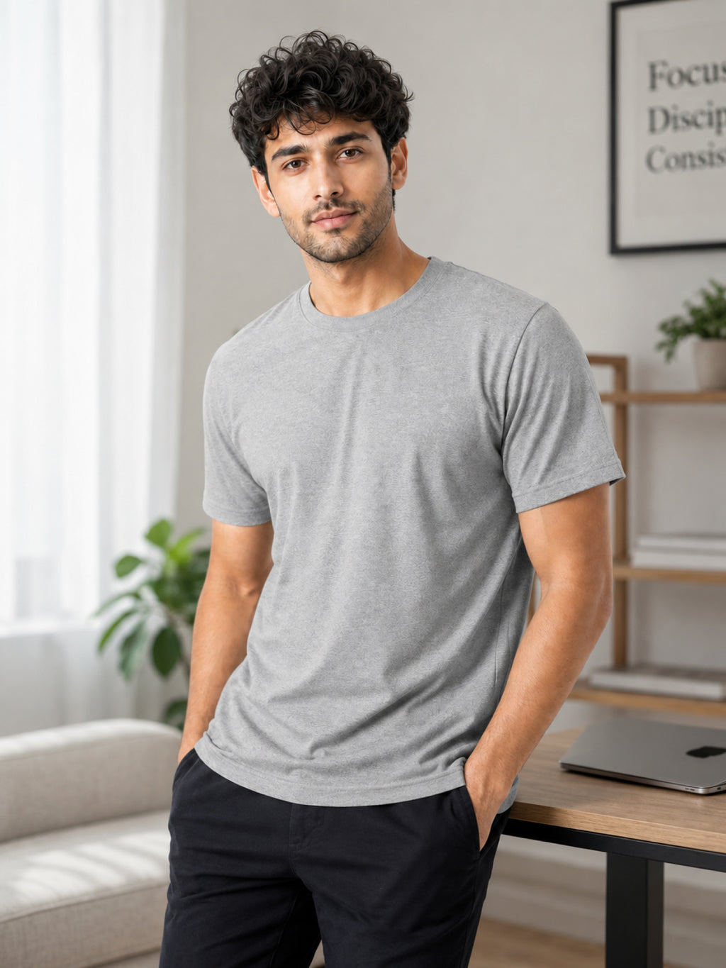 Men's Essential 100% Cotton Round Neck Half Sleeve T-Shirt | 180+ GSM | Bio-Washed
