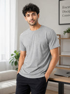 Men's Essential 100% Cotton Round Neck Half Sleeve T-Shirt | 180+ GSM | Bio-Washed