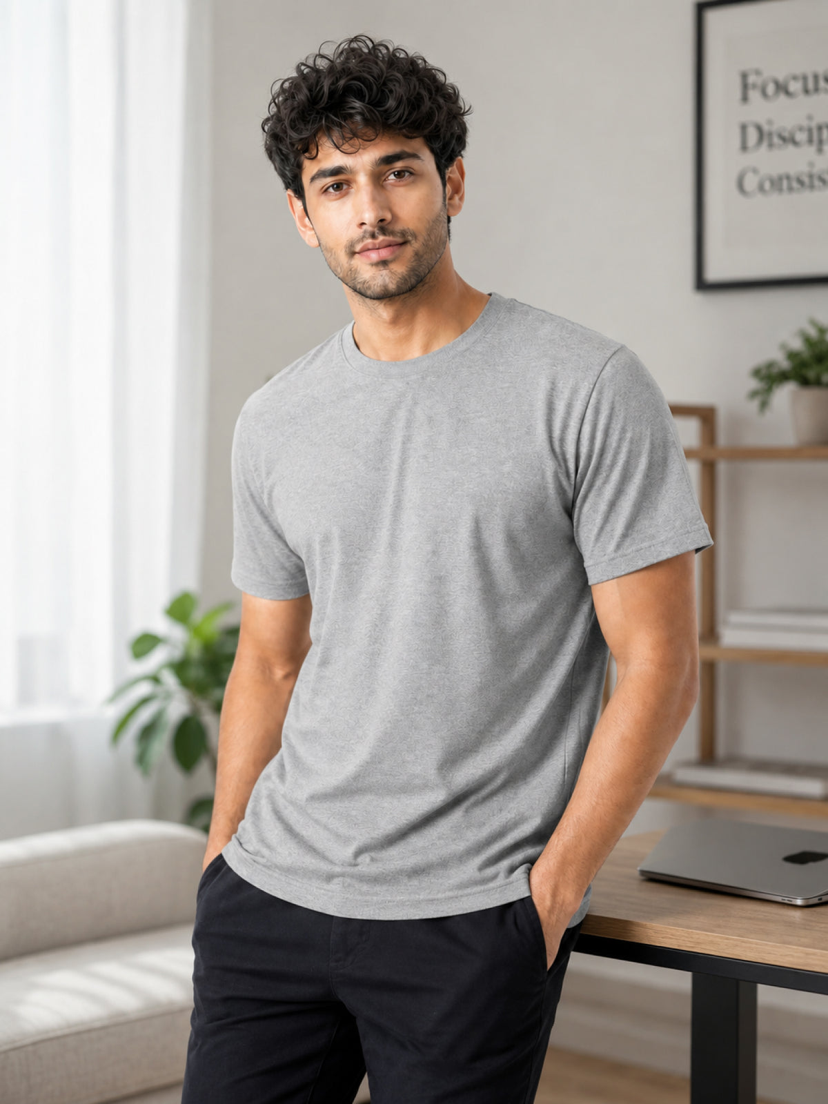 Men's Essential 100% Cotton Round Neck Half Sleeve T-Shirt | 180+ GSM | Bio-Washed