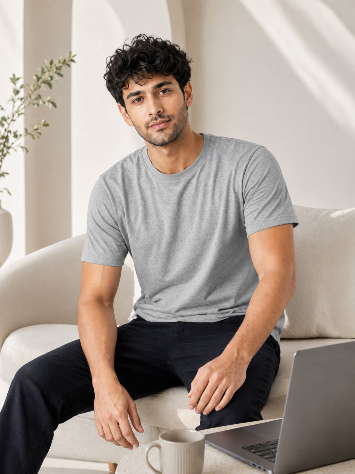 Men's Essential 100% Cotton Round Neck Half Sleeve T-Shirt | 180+ GSM | Bio-Washed