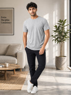 Men's Essential 100% Cotton Round Neck Half Sleeve T-Shirt | 180+ GSM | Bio-Washed