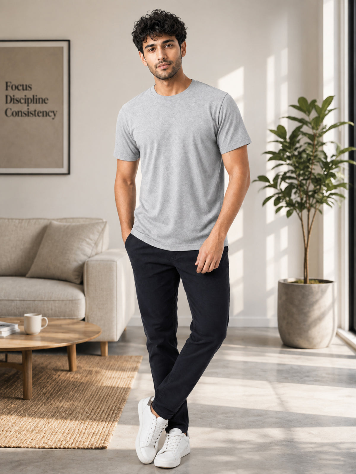 Men's Essential 100% Cotton Round Neck Half Sleeve T-Shirt | 180+ GSM | Bio-Washed