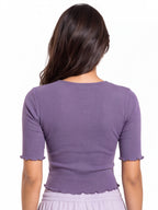 Ribbed Front Cut Out Lettuce Hem Top