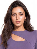 Ribbed Front Cut Out Lettuce Hem Top