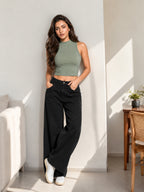 Ribbed High Neck Crop Tank Top