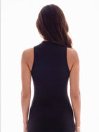 Ribbed High Neck Sleeveless Dress