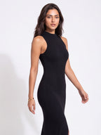 Ribbed High Neck Sleeveless Dress