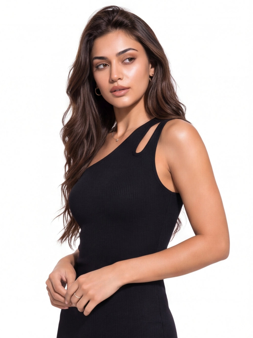 Ribbed One Shoulder Dress