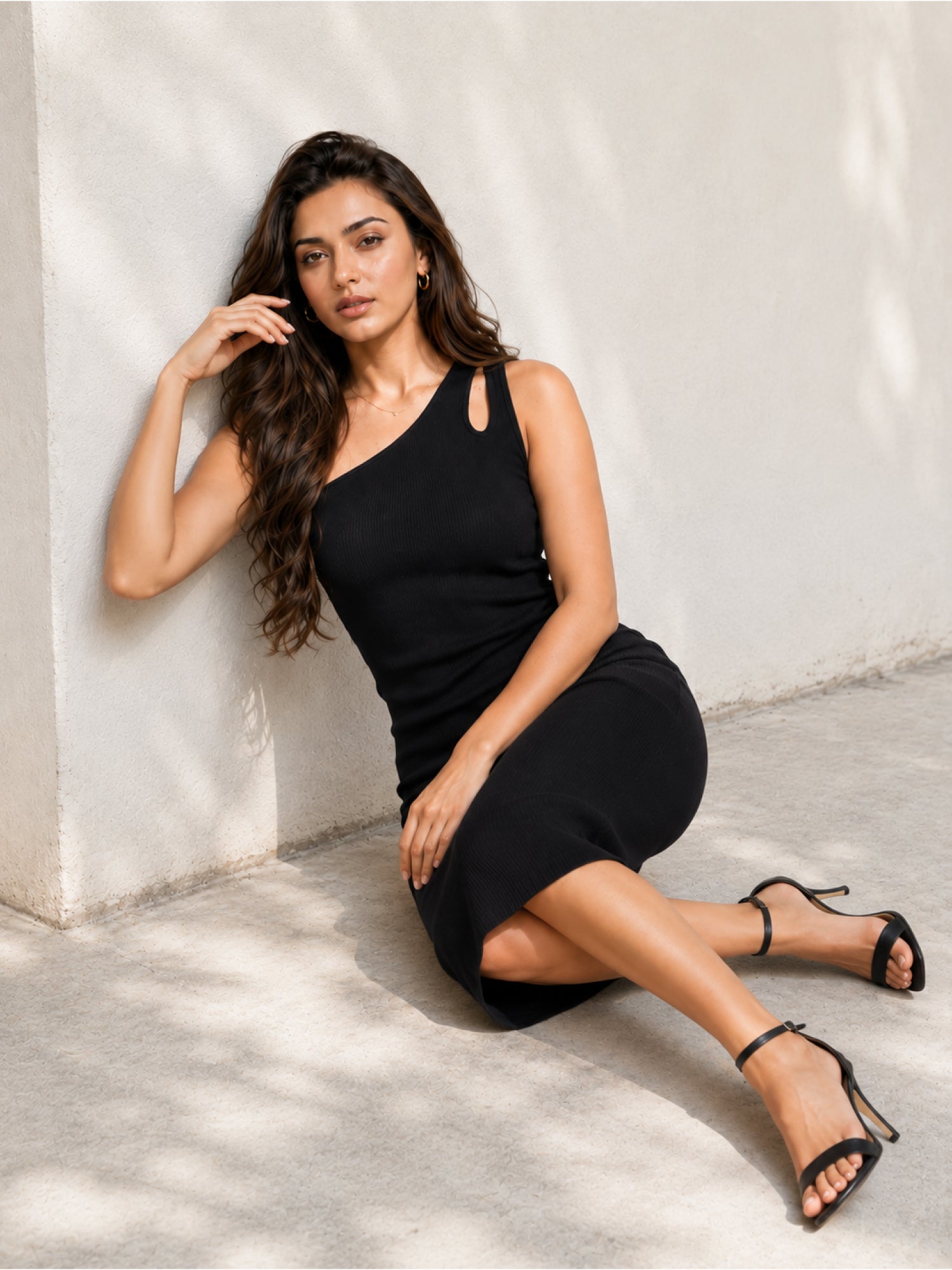 Ribbed One Shoulder Dress