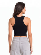 Ribbed Round Neck Crop Tank Top