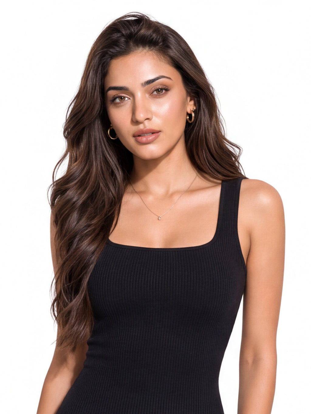 Ribbed Square Neck Bodycon Dress