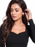 Ribbed Sweetheart Neck Full Sleeve Top