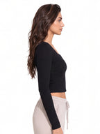 Ribbed Sweetheart Neck Full Sleeve Top