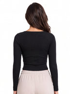 Ribbed Sweetheart Neck Full Sleeve Top