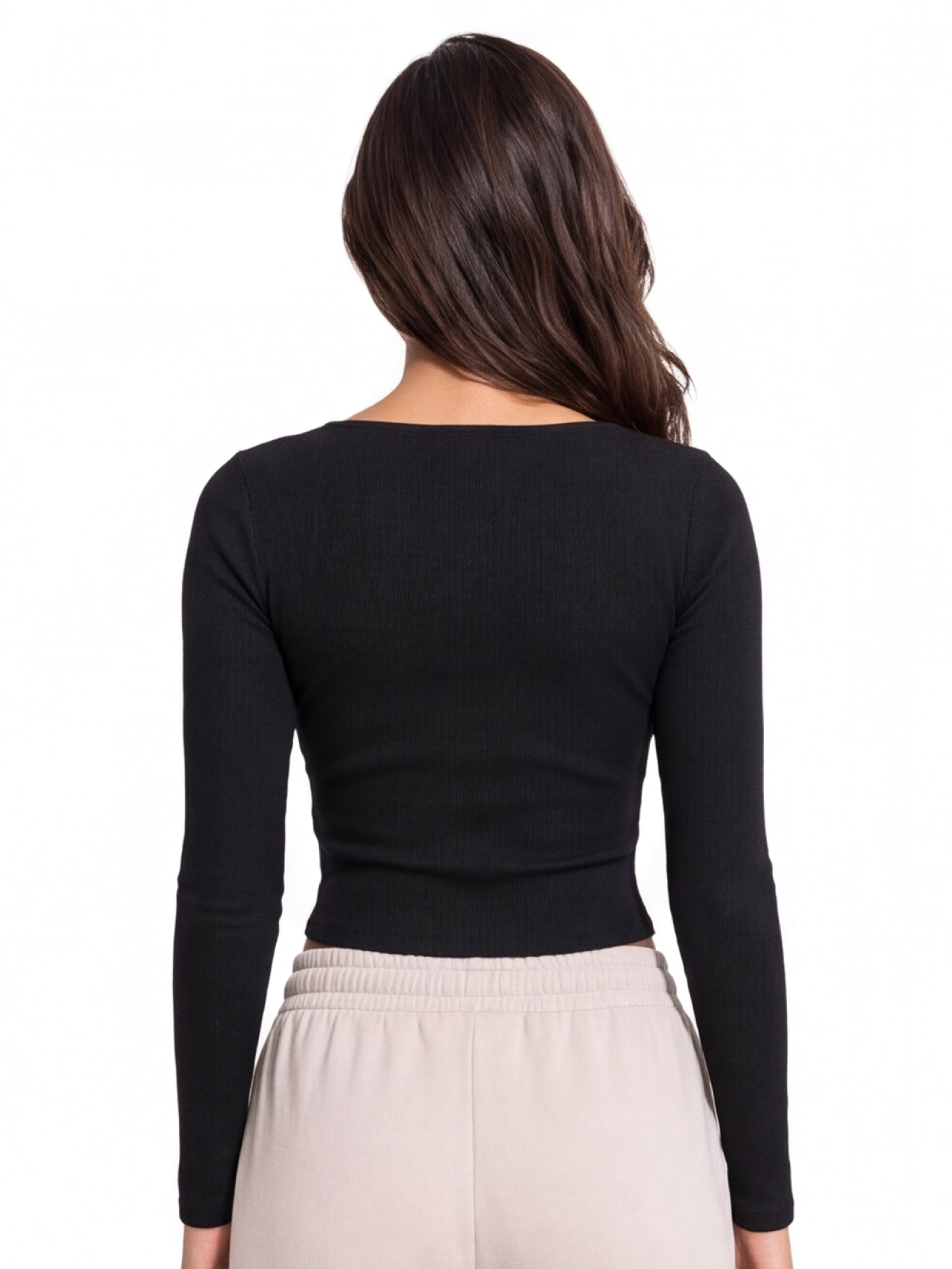 Ribbed Sweetheart Neck Full Sleeve Top
