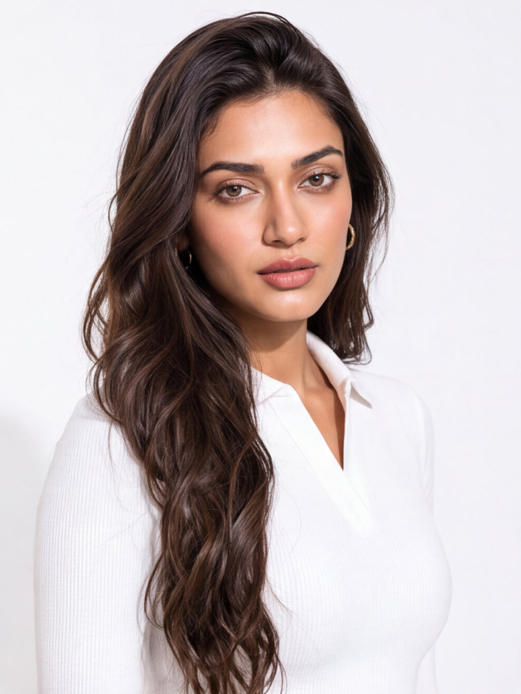 Ribbed Full Sleeve Crop Polo
