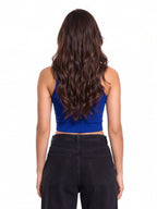 Ribbed High Neck Crop Tank Top