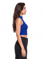 Ribbed High Neck Crop Tank Top