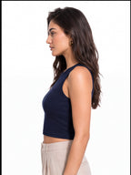 Ribbed Round Neck Crop Tank Top