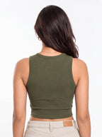 Ribbed Round Neck Crop Tank Top