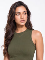 Ribbed Round Neck Crop Tank Top