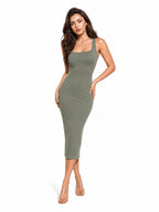 Ribbed Square Neck Bodycon Dress