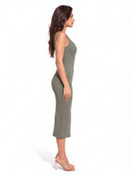 Ribbed Square Neck Bodycon Dress