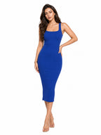 Ribbed Square Neck Bodycon Dress