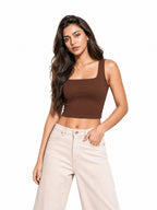 Ribbed Square Neck Crop Tank Top