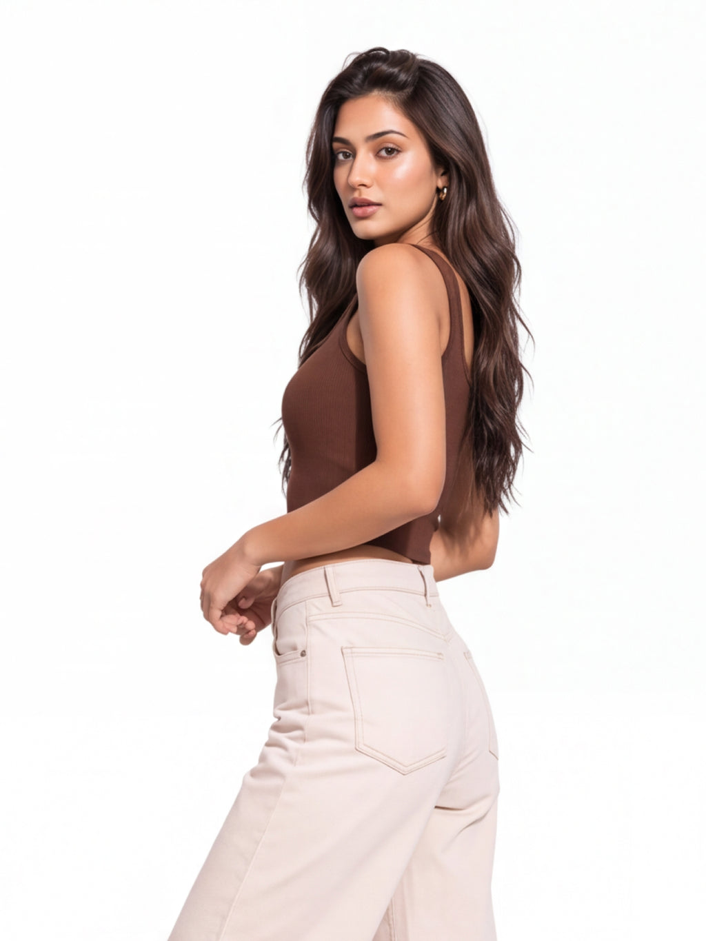 Ribbed Square Neck Crop Tank Top