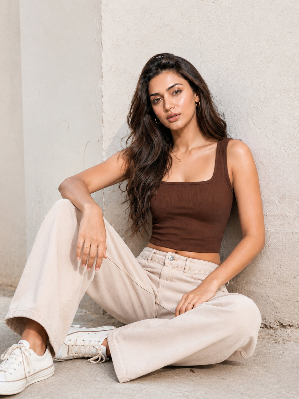 Ribbed Square Neck Crop Tank Top