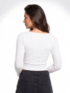 Ribbed Sweetheart Neck Full Sleeve Top