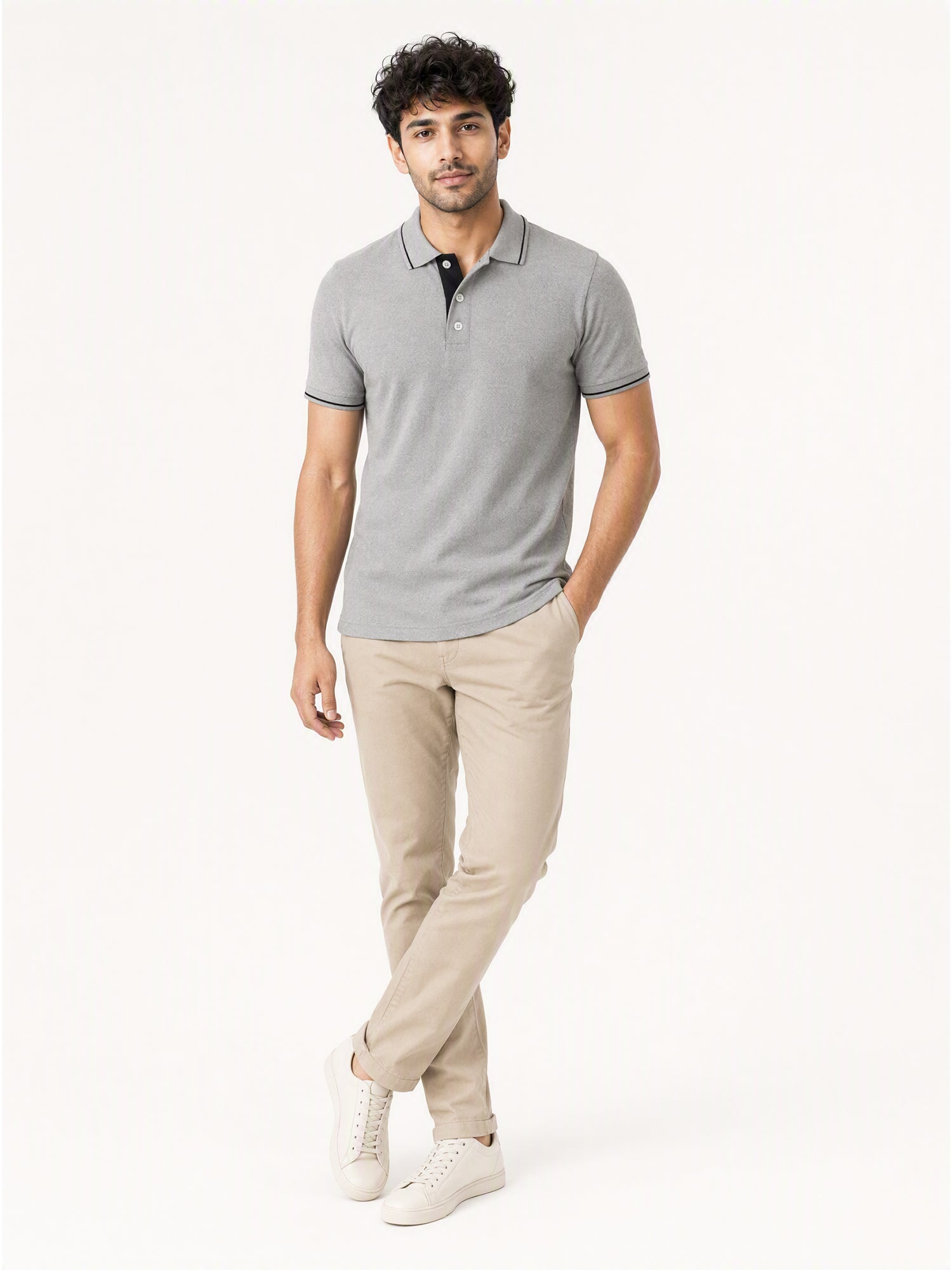 Men's 100% Cotton Ribbed Polo T-Shirt