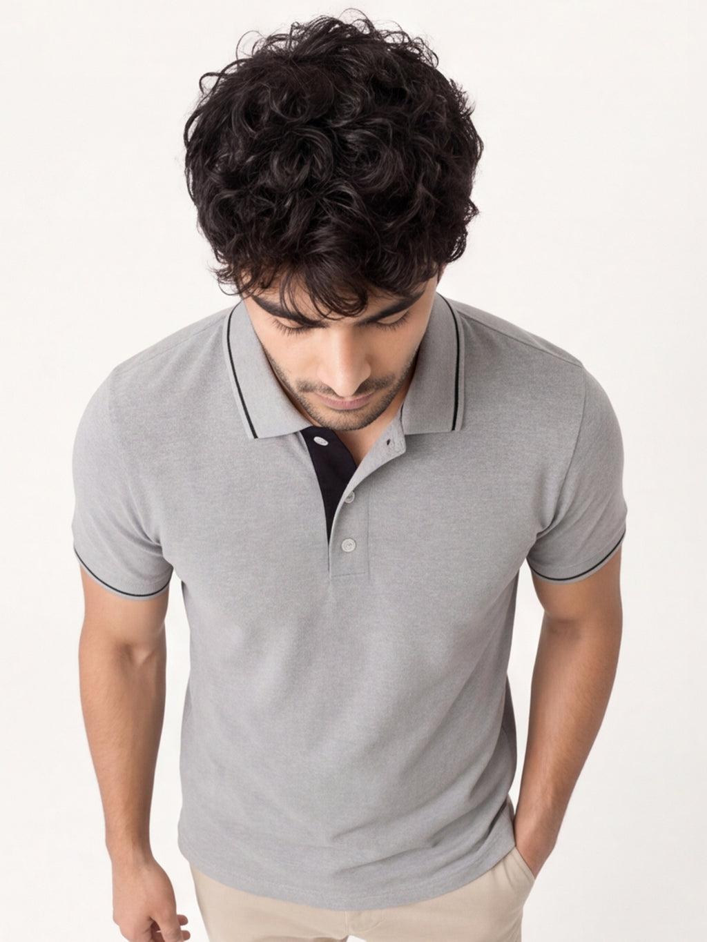 Men's 100% Cotton Ribbed Polo T-Shirt