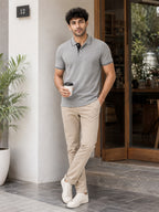 Men's 100% Cotton Ribbed Polo T-Shirt