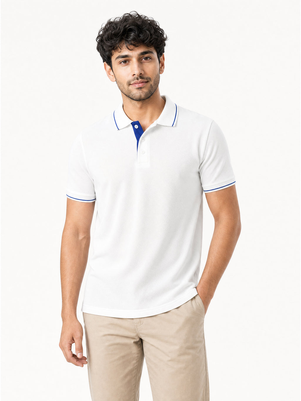 Men's 100% Cotton Ribbed Polo T-Shirt