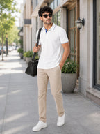 Men's 100% Cotton Ribbed Polo T-Shirt
