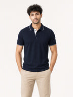 Men's 100% Cotton Ribbed Polo T-Shirt