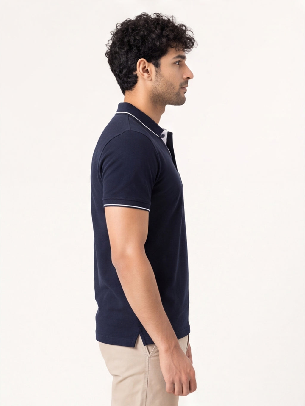 Men's 100% Cotton Ribbed Polo T-Shirt