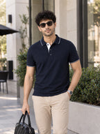 Men's 100% Cotton Ribbed Polo T-Shirt