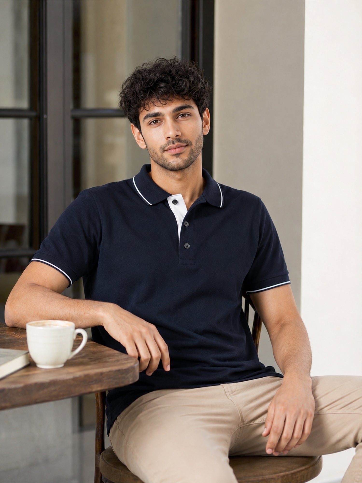 Men's 100% Cotton Ribbed Polo T-Shirt