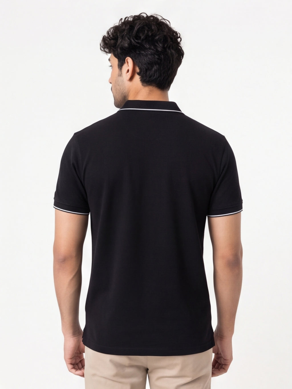 Men's 100% Cotton Ribbed Polo T-Shirt