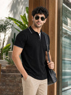 Men's 100% Cotton Ribbed Polo T-Shirt