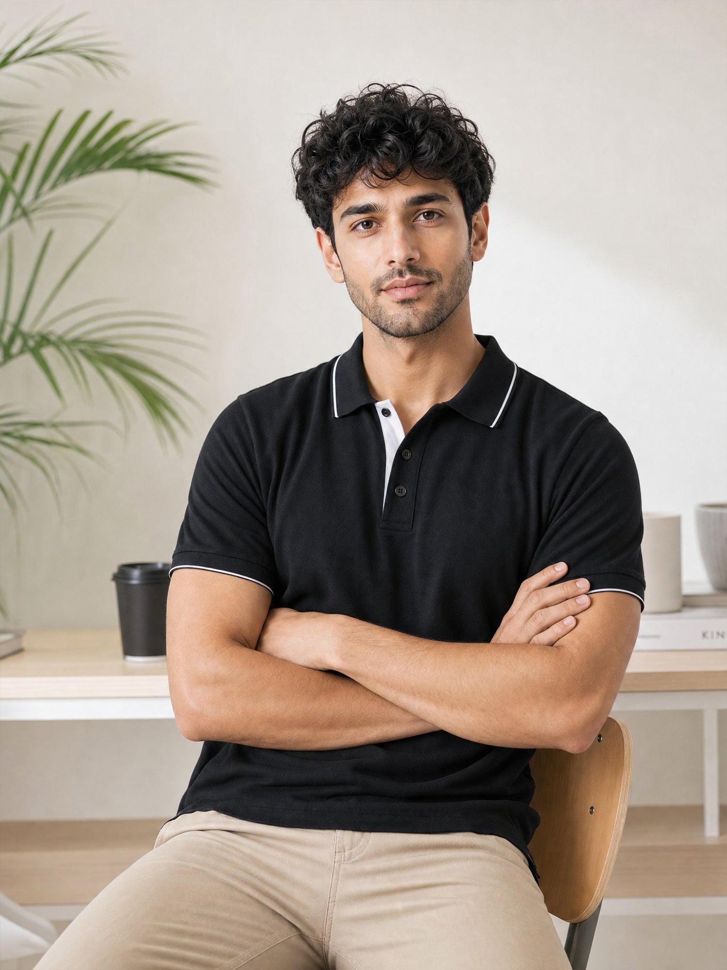 Men's 100% Cotton Ribbed Polo T-Shirt
