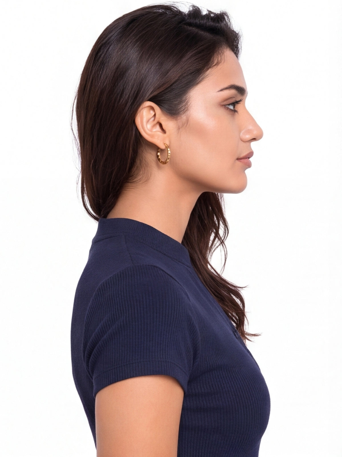 Ribbed Collar Fit & Flare Dress