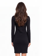 Ribbed Full Sleeve Front Button Dress